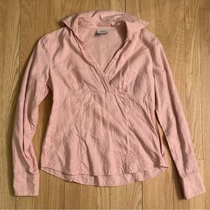 Ann Taylor Loft Long-Sleeved Pink Collared Blouse, Size 6